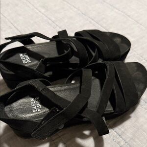 Black suede sandals